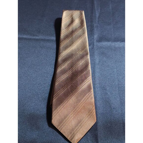 Brooks Brothers Makers 100% Silk Brown Diagonal Striped Mens Necktie Made In U.S - Picture 1 of 9
